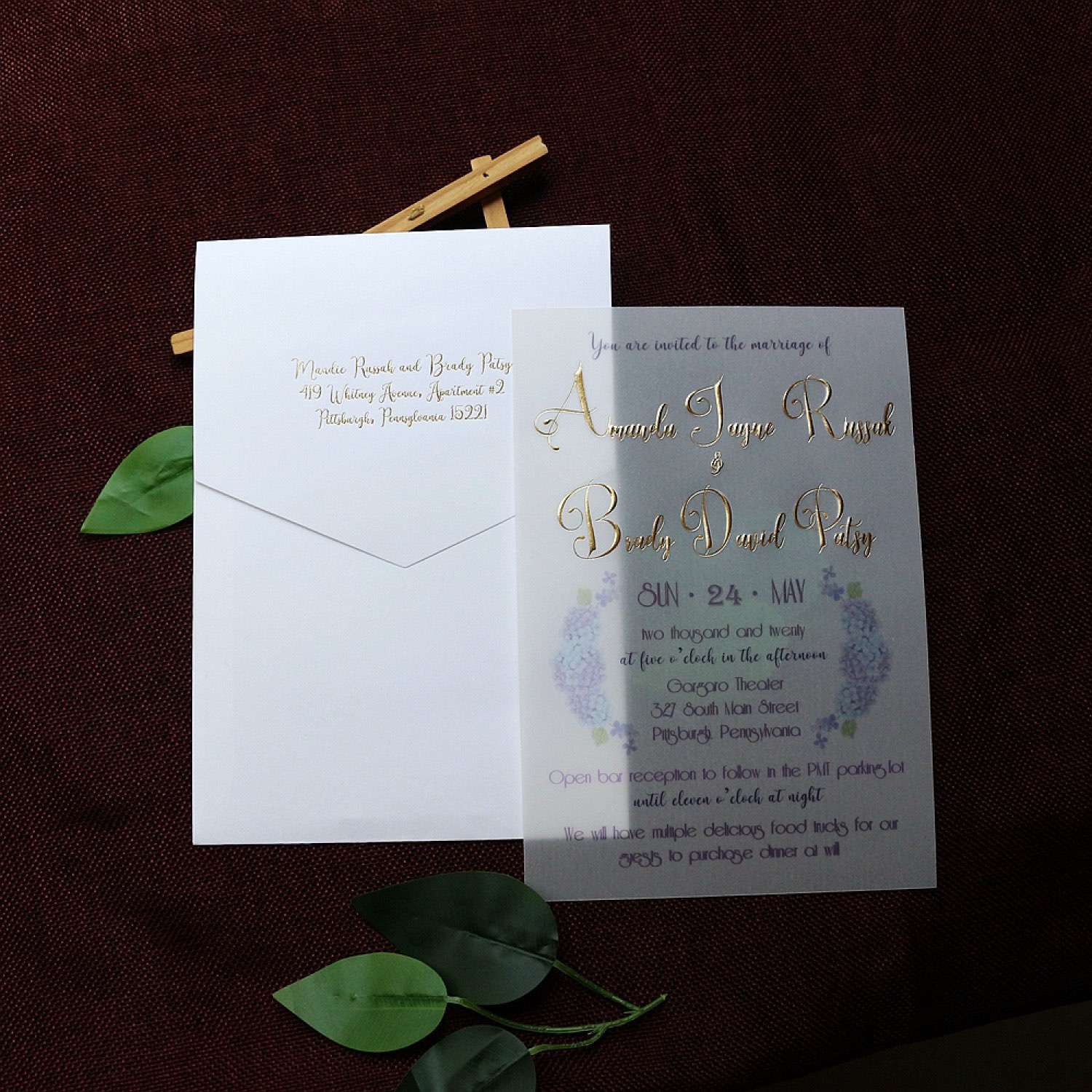 Pocket Wedding Invitation Elegant Invitation Foiling Card UV Printing 